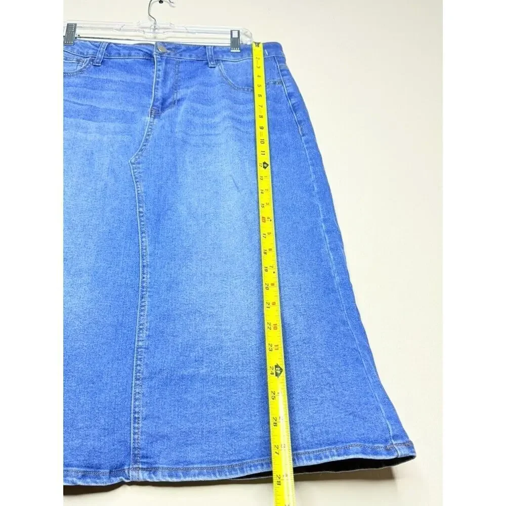 Baccini Y2K Long Denim Skirt 8 Medium Modest Jean Skirt Cowgirl Boho Western